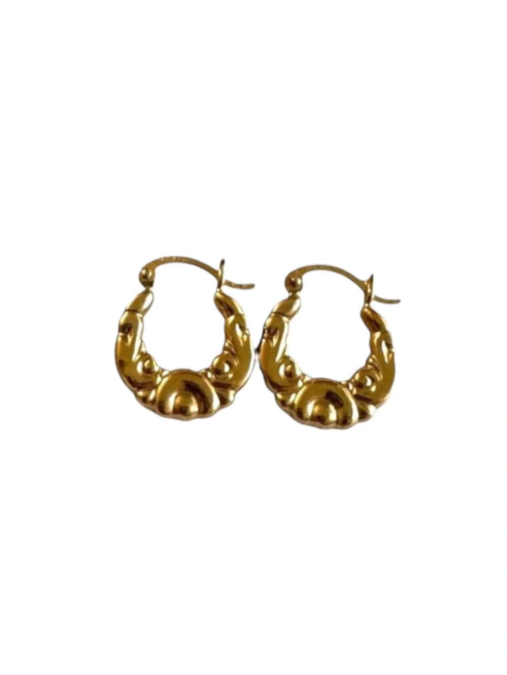 14K Gold Textured Hoop Earrings